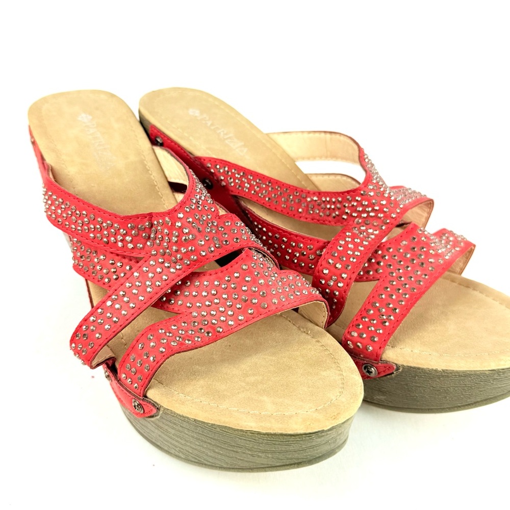PATRIZIA by Spring Step ARISTOCRAT Studded Red Wedge Slide Sandals ~ Size 41 - Picture 13 of 13